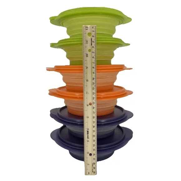Tupperware Collapsible Bowl Lot With Lids 5453A-2 / 5452A-8 / 5453A-8 - Picture 2 of 11